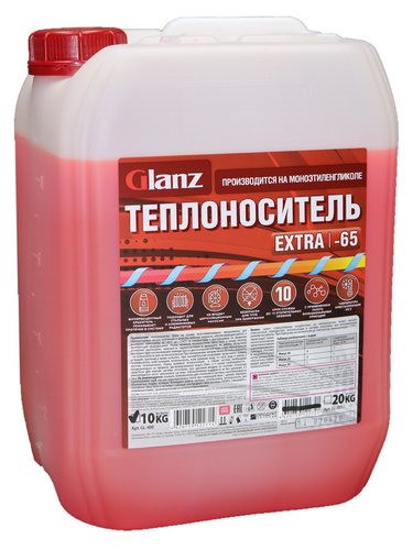 Теплоноситель Extra -65 моноэтиленгликоль 10кг GLANZ